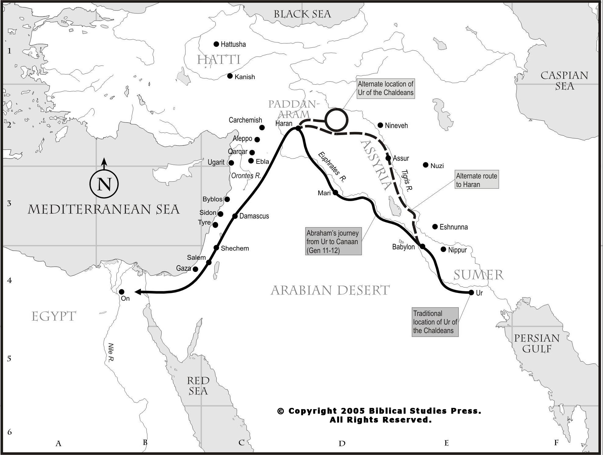 Old Testament Map 1 The World of the Patriarchs