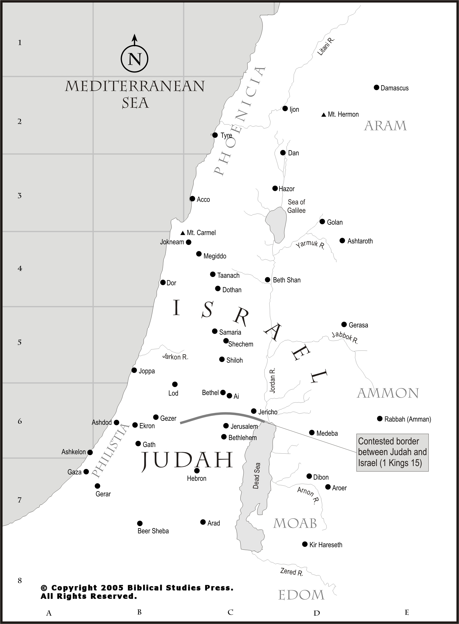 Old Testament Map 5 Israel During the Divided Monarchy